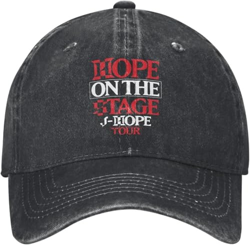 XTWTCXESD Klassische Mütze, J-Hope Hope On The Stage World Tour Denim Snapback-Mütze für Männer Outdoor-Aktivitäten Verstellbare Mützen Mütze Mode Retro Essens als Geschenk