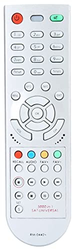 Denash Telecomando Universale per TV Satellitare Compatibile con Tutti i Ricevitori Satellitari, Lungo Raggio 8 M, Basso Consumo Energetico per Televisione Satellitare con Materia