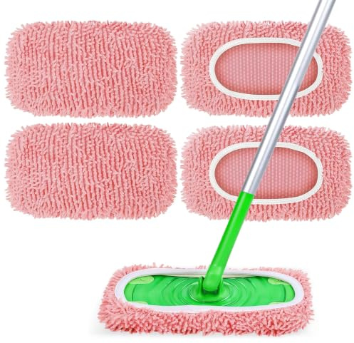 Quorumsg 4 Piezas Fregona Microfibra Recambio Mopa, Reutilizables Almohadillas de Fregona, Uso Húmedo y Seco Almohadillas de Fregonas, para Mopa Swiffer Paños para Limpieza de Suelos Duros Mader
