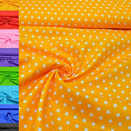 MAGAM-Stoffe Amelie Sterne Baumwollstoff Oeko-Tex Meterware 50cm (01. Gelb)