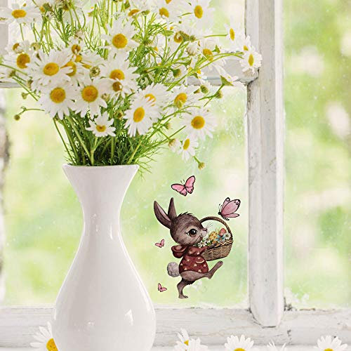 Mini-Fensterbild Hase mit Osterkorb & Schmetterlinge -WIEDERVERWENDBAR- Fensterdeko Frühlingsdeko Mini-Fensterbilder Gr.9cm x 11cm Osterdeko Ostern bf22mini ilka parey wandtattoo-welt®