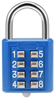 sourcing map 8-Digit Combination Padlock Push Button Lock for Locker Cabinet Blue