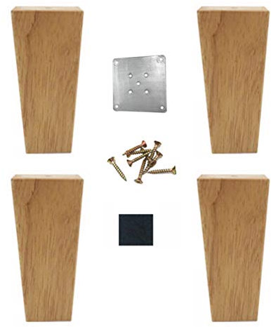 Eichenholz Möbelfüße,Sofafüße Massivem Holz,Füße für Kaffeetisch,Möbelunterstützung,Tischfüße,Füße für Schränke,Quadrat mit Geradem Kegel,mit Fester Eisenplatte und Schrauben(12cm/4.72in)
