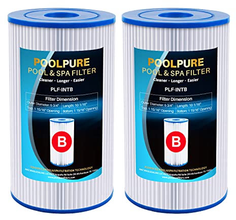 POOLPURE Type B Replacement Pool Filter, Compatible with Intex 29005E Easy Set Swimming Pool Filter Cartridge, 2 Pack