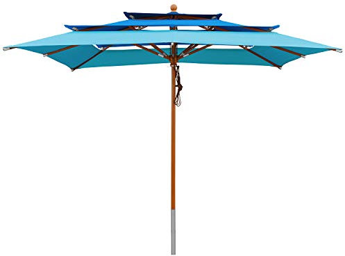 anndora Sonnenschirm 3-lagig 3 x 3 m eckig DREIMADREILA Gartenschirm - Blau