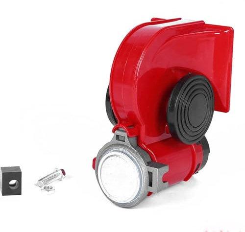 Klaxon double ton, Baceyong 12V / 24V 150DB Escargot Super Klaxon Voiture Klaxon Aluminium Chrome avec Compresseur Voiture Moto