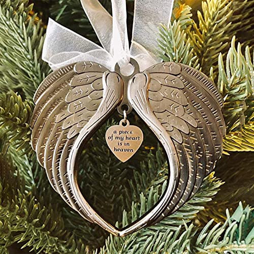Weihnachtsschmuck, Engelsflügel EIN Stück meines Herzens ist im Himmel Ornament für Weihnachtsbaum Doppelseitiges Gedenkornament