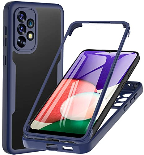 Hensinple Für Samsung Galaxy A53 5G Hülle mit Eingebautem Displayschutz, 360° Rundumschutz Stoßfest Robust Handyhülle TPU Bumper Case Schutzhülle für Samsung Galaxy A53 5G (Blau)