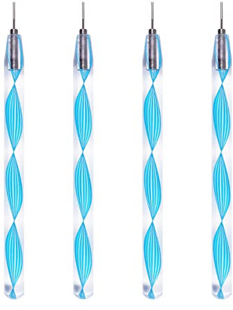 JUYA Feine Spitze Quilling Werkzeuge 4er-Pack Kunststoffgriff Edelstahl Kopf 0,8mm (4 QT03-06T), Blauer Handgriff
