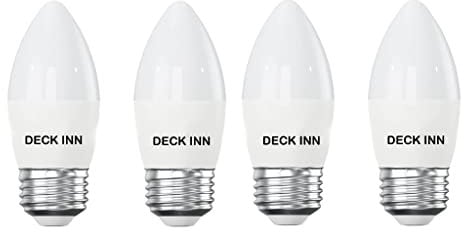 DECK INN Pack of 4 E27 LED Candle Light Bulbs,6W=9W=60W 600lm, Warm White 2700K Non-Dimmable, C35 ES Edison Screw LED Bulbs [Energy Class A+]
