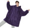 Bedsure Wearable Blanket Hoodie Women - Fluffy Fleece Hoodie Blanket for Men, Warm & Cozy Gifts for Women Men Her Mum, Purple, XL