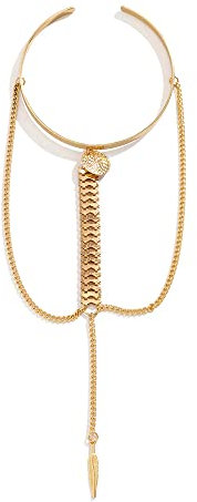 FDEETY Elegante Armreif Mit Kettenanhänger Aus Hochwertigem Edelstahl Frauen Armband Modeschmuck Goldfarbenes Armband Verstellbares Damenarmband Stilvolle Armkette Für Damen