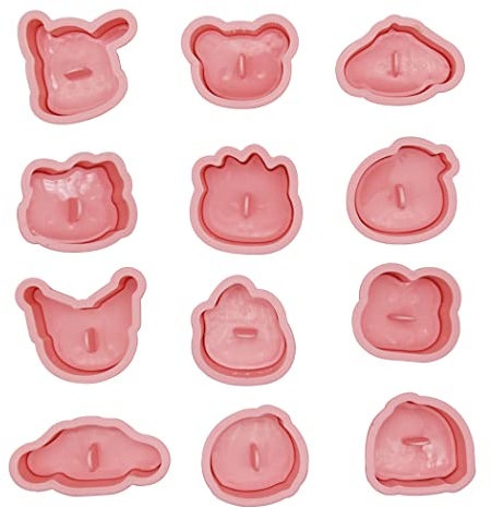 Hoshen 12 moldes de galletas de dibujos animados 3d tridimensional Anime Frosting Cookie Fondant plástico prensa casera molde para hornear