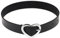 Flongo Tattoo Choker Leder Halsband Lederhalsband Damen Halskette mit Herz Anhänger Kette Schwarz Silber Gothic Punk Rock