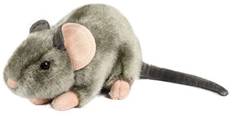 Uni-Toys - Maus grau, liegend - 17 cm (Länge) - Plüsch-Nagetier - Plüschtier, Kuscheltier