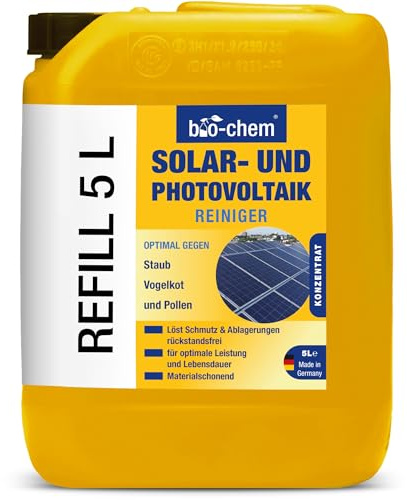 bio-chem Solarreiniger PV Photovoltaik Konzentrat 5L | Bis 1:20 verdünnbar | für Solar- und Photovoltaikflächen, tiefenwirksam und materialschonend