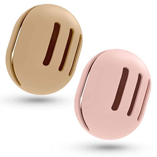 Fauxomor Makeup Sponge Holder,2PCS Double-sided Breathable Silicone Beauty Blender Travel Case,Khaki+Pink