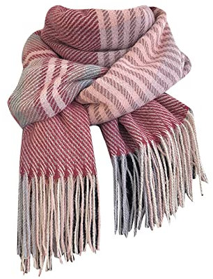 Damen Schal Winter Kariert Groß Elegant Warm Fransen Tartan Schal Weich Deckel Halstuch XXL Kuschelig Plaid Karo Kariert Lang Schlupfschal Winterschal Damenschal Poncho