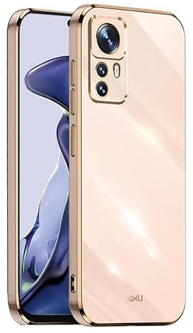 EASSGU Galvanisierter Rahmen Handyhülle für Xiaomi MI 12T Pro (6.67 Inches), Weiche TPU Silikon Schutzhülle - Rosa
