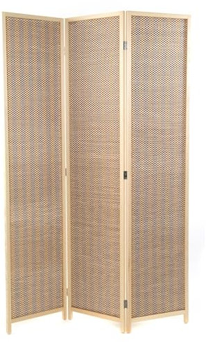 DESIGN DELIGHTS RAUMTEILER Bastia II | 170x120 cm, Bambus, Holz, gewebter Faden | Paravent, Raumtrenner, Trennwand