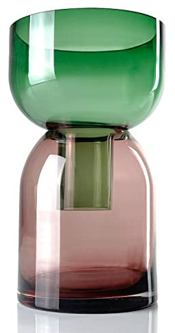 Cloudnola Grand Vase à Fleurs réversible en Verre et Vase à bourgeons, Vert et Rose, 24,1 cm de Hauteur x 14,2 cm de diamètre, décoration d'intérieur, de Mariage et d'événement