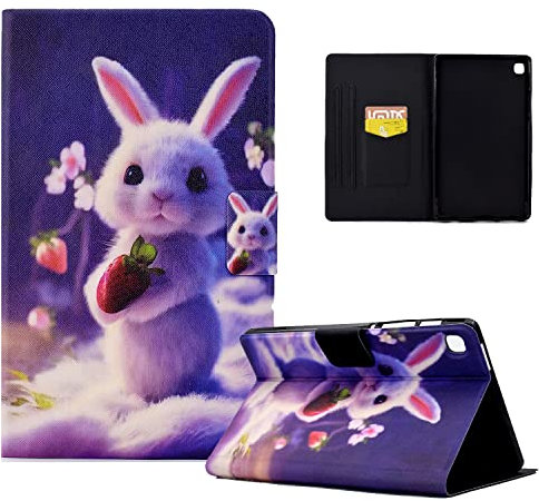 CXTCASE Funda para Samsung Galaxy Tab A 10.1 2019 (SM-T510/T515),Tablet Cárcasa Cuero PU Magnetica para Samsung Galaxy Tab A 10.1 2019,Conejo Fresa