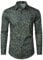 JOGAL Mens Regular fit Floral Dress Shirt Long Sleeve Printed Casual Button Down Shirts Navy Floral Large