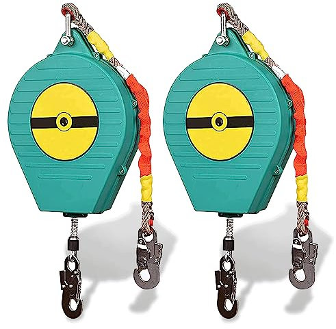 2 pc Höhensicherungsgerät, 3-20m Absturzsicherung Einziehbar mit Automatischer Sperrfunktion, Höhensicherung Auffanggerät für Dach und Gerüst, Belastung: 150kg(Size:3m)