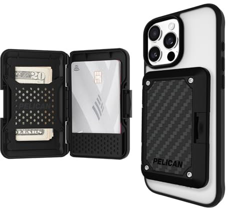 Pelican Shield RFID Geldbörse & Kartenhalter - MagSafe Kompatible RFID-Blocking Wallet für Männer Frauen - Snap-on Hartschale für iPhone 15 Pro Max / 15/14 Pro Max / 14/13