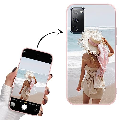 Yoedge Personalisierte Handyhülle für Samsung Galaxy S20 FE / S20 Lite Hülle Selbst Gestalten mit Eigenem Foto Bild Text Personalisiert Case Individuelle Geschenk Schutzhülle Rosa Cover 6,5