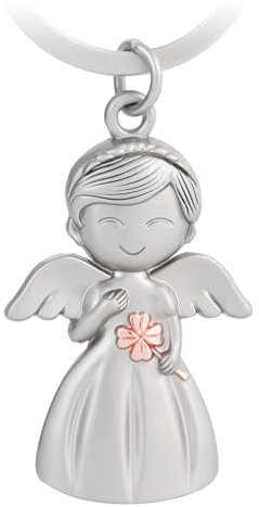 GZXYA 1165 Porte-clés ange gardien porte-bonheur avec pendentif en forme d'ange avec cœur pour examens ou voiture, convient comme cadeau pour femme, petite amie, collègues, (F or rose 1165)
