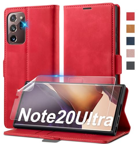 Handyhülle für für Samsung Galaxy Note 20 Ultra 5G Hülle [Mit Schutzfolie]Klapphülle für Samsung Galaxy Note 20 Ultra Hülle Leder Klappbar Flip Wallet Case Schutzhülle für Samsung Note 20 Ultra Hülle