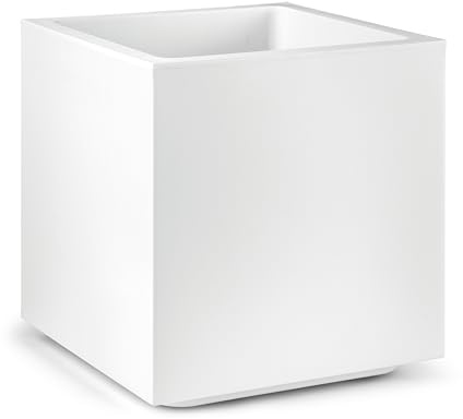 Veca Vaso fioriera QUADRATO CUBO MATHERIA in plastica CON RUOTE 30CM colore BIANCO AMDGarden