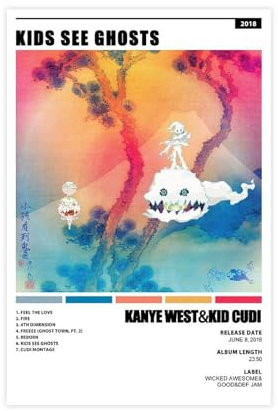Jamjum Musikposter Kids See Ghosts By Kanye Poster Leinwand Poster ungerahmt: 30 x 45 cm