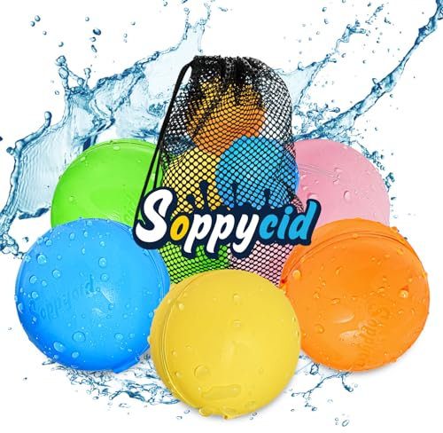 SOPPYCID Wiederverwendbare Wasserballons Outdoor-Spielzeug, Silikon-freie Quick Fill Set, Pool Spielzeug, Strandspielzeug, Garten Spielzeug, Geeignet für 3-jährige Jungen und Mädchen(5PCS)