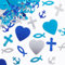 BHGT Kommunion Konfetti Taufe Konfetti Kommunion Streudeko Blau Anker Kreuz Herz Fisch Tischdeko Taufe Streudeko Glitzernd zum Basteln DIY Handwerk Taufe Deko (blau)