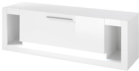 TV-Lowboard in weiß Hochglanz TV Unterteil Fernsehtisch TV-Board 150 x 49 cm Ladis (Lowboard 1)