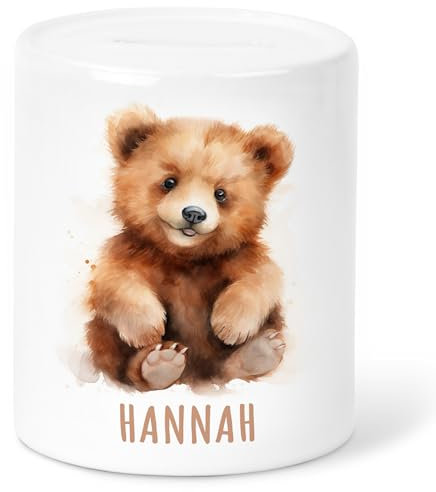 Bär Spardose Kinder personalisiert mit Namen Geldgeschenk zum Geburtstag für Jungen & Mädchen Geschenk Sparschwein aus Keramik
