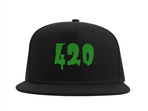 Lauthings 420 Cannabis Marihuana Weed Time Snapback Cap Bestickte Fullcap Herren Mütze Schwarz, Schwarz , Einheitsgröße