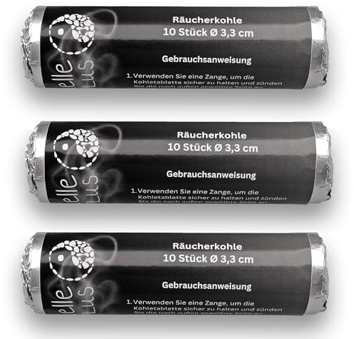 Lebensquelle Plus Räucherkohle Ø 33mm | Kohle Tablette Holz schnell entzündbar | 30 Stück (3x10)