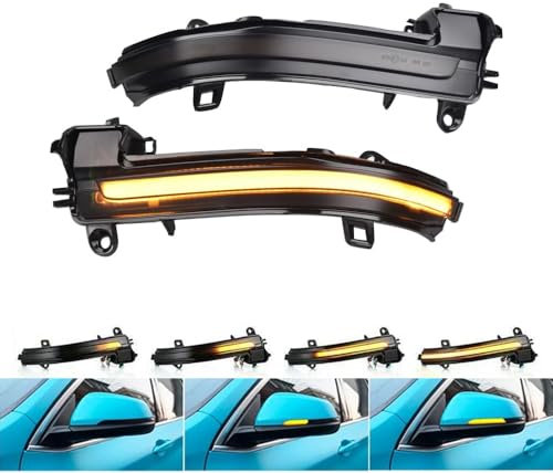 Yoegerery Latral LED Rückspiegel Blinker Paar für B-MW 1 2 3 4 Serie F20 F21 LCI F22 F23 F87 M2 F30 LCI F31 LCI F34 GT F32 F33 F36 i3 I01 X1 E84 Schwarz