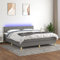Keyroto Boxspringbett mit Matratze & LED Dunkelgrau 180x200 cm Stoff, Bockspringbett, Schlafzimmerbett, Boxspringbetten, Boxspringbett Matratz, Boxspringbett Mit Matratz