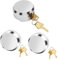 Alwapea 3 Pieces Heavy Duty Hidden Shackle Van Lock Puck Locks, Hidden Shackle Padlocks Keyed Alike Trailer Puck Padlocks with Enlarged Lock for Vans, Silver