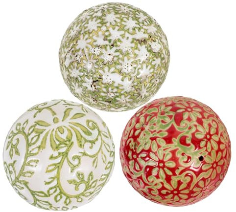 ULDIGI 3stücke Schwimmende Keramik-dekokugeln Vintage-Muster Umweltfreundlich Für Innen Außen Aquarium Und Wohnraum Dekoration