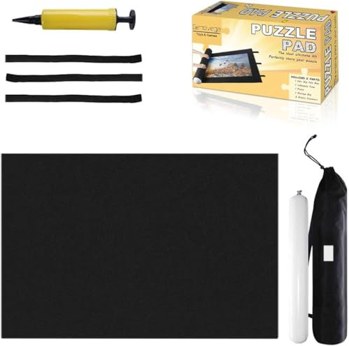 Black Jigsaw Puzzle Mat Roll Up - 3000 Pieces Large Puzzles Saver Board for Adults Kids, Storage and Transport Keeper Saver Accessories Table Portable Holder Organizer Board Pad Gift(Black