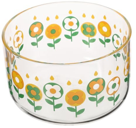BEBEMOKO Cuenco De Vidrio Pequeño para Ensaladas y Postres, Resistente Al Calor, Diseño Francés Vintage Flores, Apto para Hogar, Restaurantes y Fiestas, Cuenco Decorativo Multifuncional