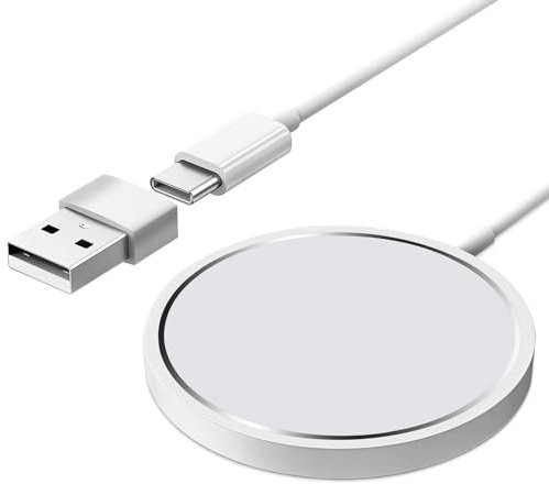 Caricatore Wireless per iPhone, 15W Caricatore Mag-Safe, Wireless Caricabatterie Compatibile con Apple iPhone 15 Pro Max/15 Plus/15/14 Pro Max/14 Pro /13 Pro/12 Mini