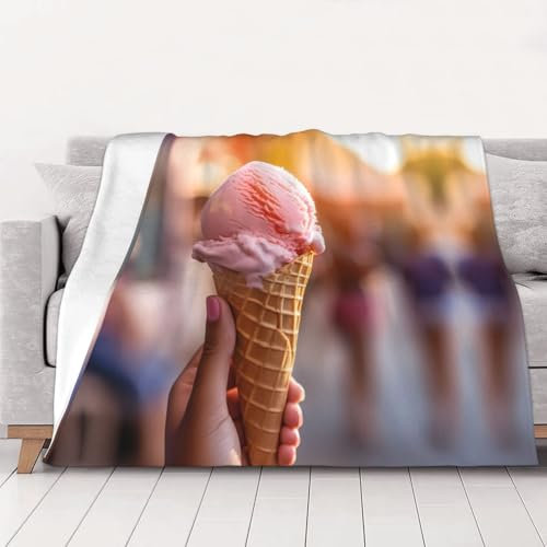 PHAYAH Flanelldecke, Motiv: Frozen Joghurt, leicht und warm, geeignet für Sofa, Bett und Outdoor, für Kinder und Erwachsene, 203 x 152 cm