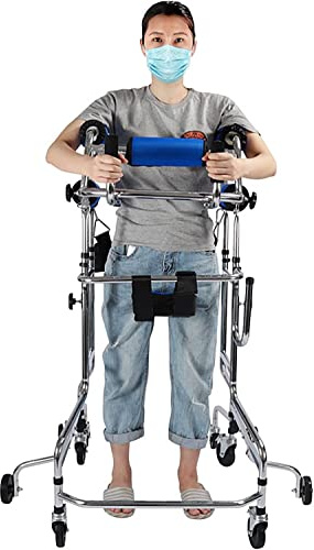XBDLYQBD Upright Walker for Seniors with Seat, Hemiplegia Rehabilitation Standing Frame Adult Portable Walker Walking Aid, Medical Walker for The Disabled of 150-180 cm
