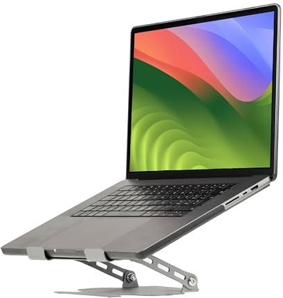 PNZ EVOLUTION - Supporto Pc Portatile, Supporto Pc Portatile Scrivania, Stabile, Flusso D'aria Garantito, Acciaio Inossidabile